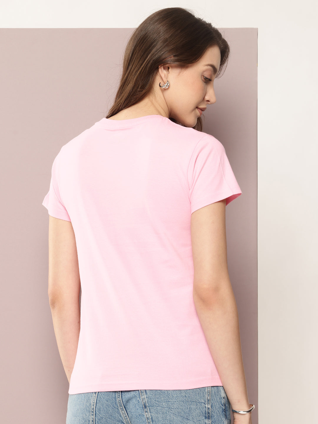 Womens Half Sleeve Round Neck Solid Regular Fit Tshirts