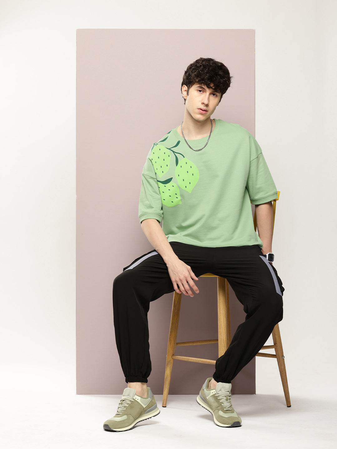 Mens Half Sleeve Round Neck All-Over Printed Oversized Fit Tshirts