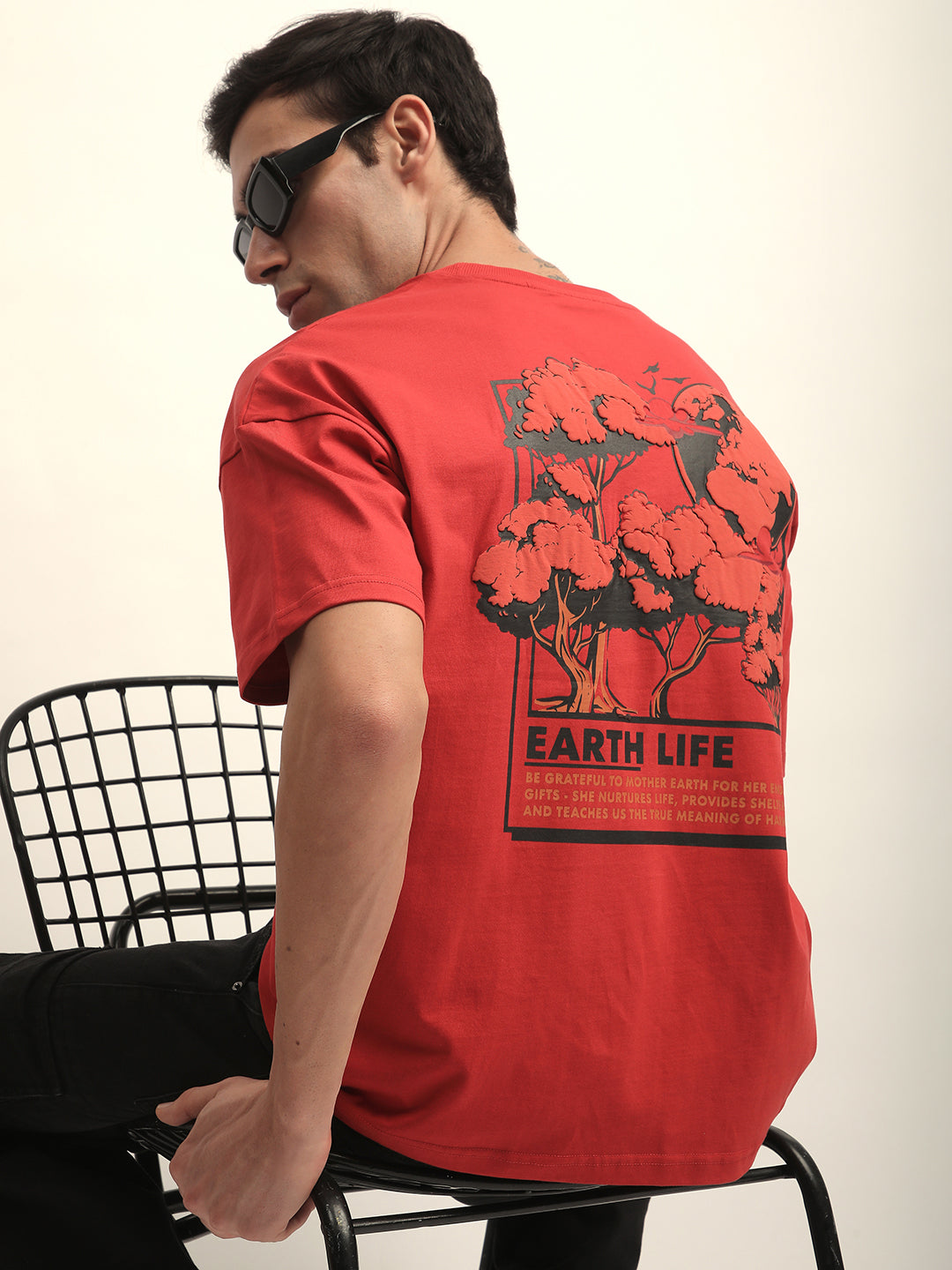 Mens Half Sleeve Drop Shoulder Printed Oversized Fit T-Shirts