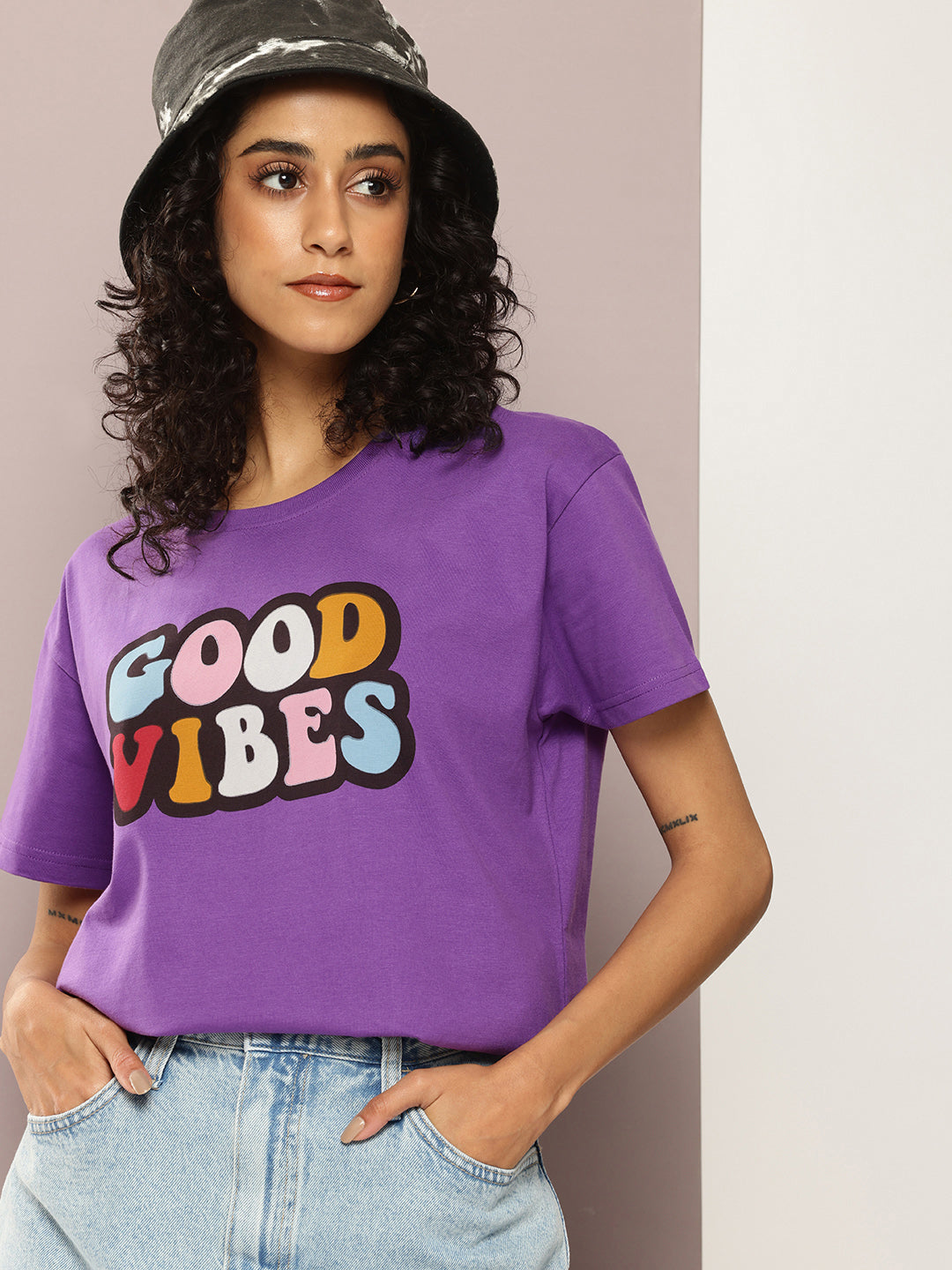 Womens Half Sleeve Round Neck Printed Boxy Fit Tshirts