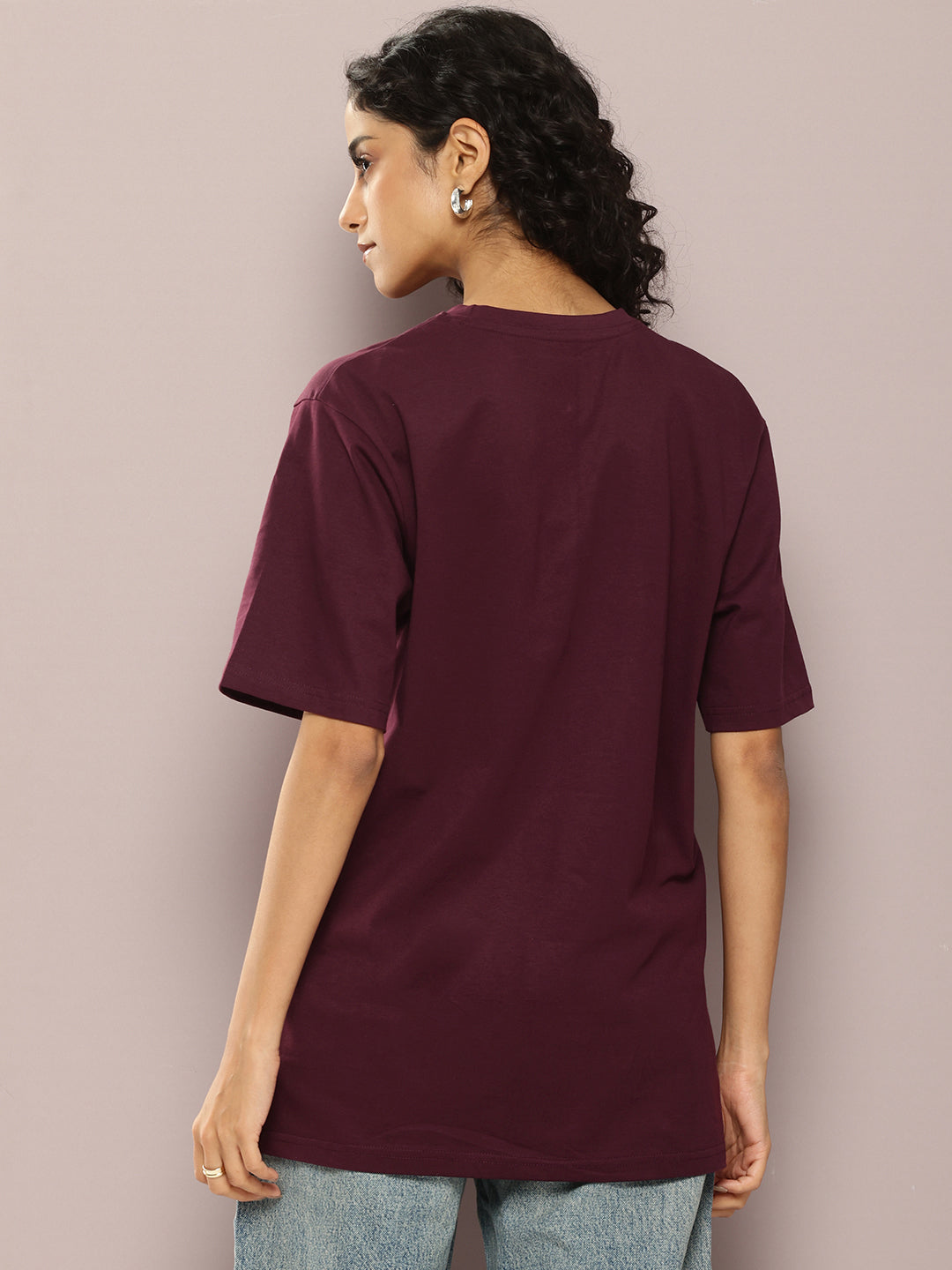 Womens Half Sleeve Round Neck Printed Oversized Fit Tshirts