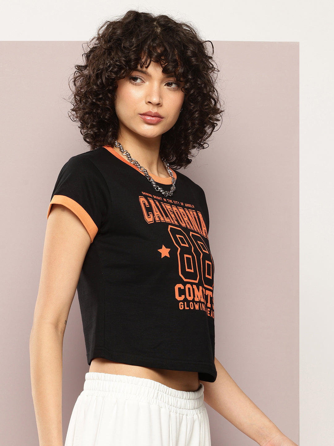 Womens Half Sleeve Round Neck Printed Regular Fit Tshirts