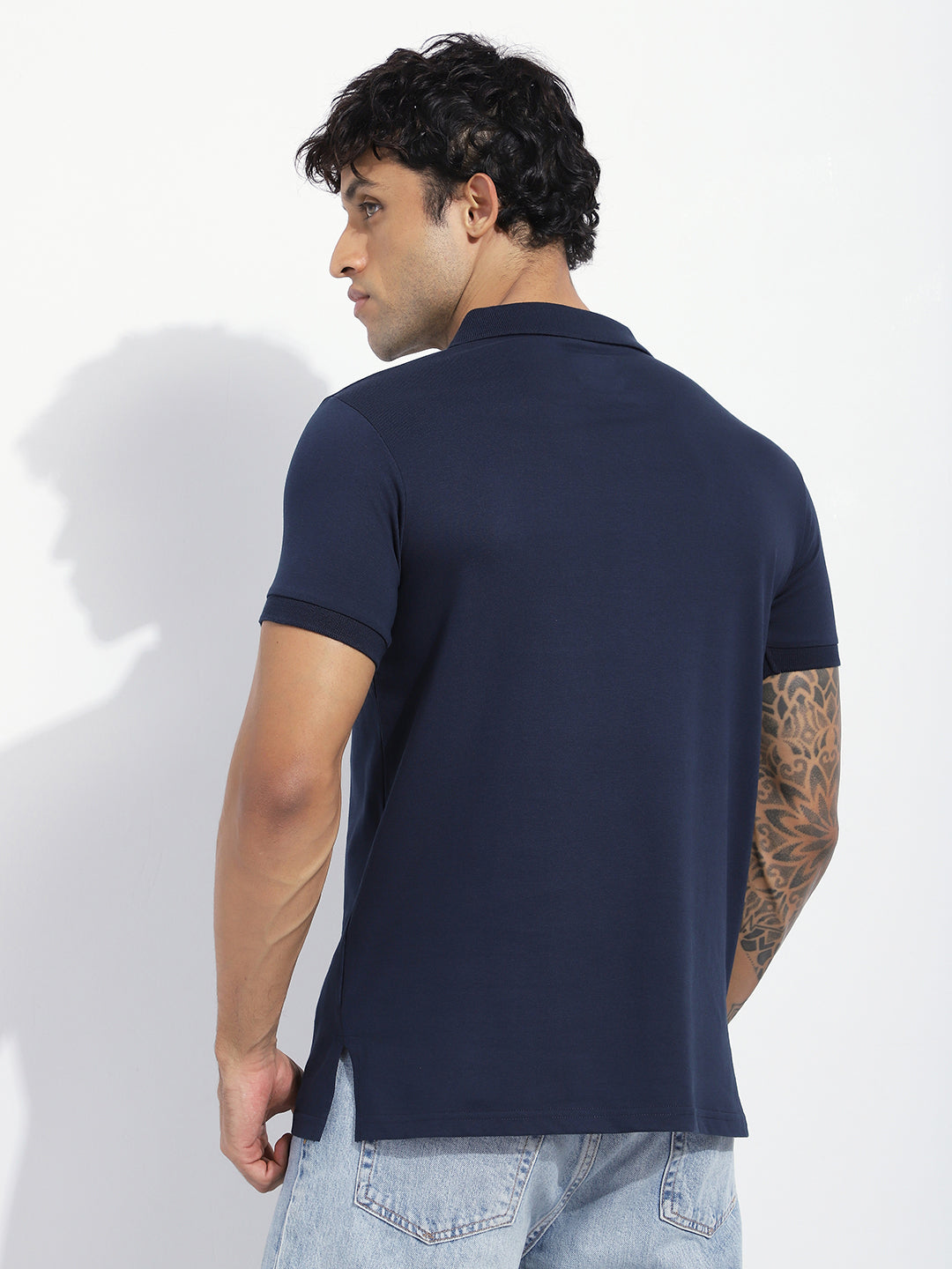 Mens Half Sleeve Polo Neck Solid Regular Fit Tshirts