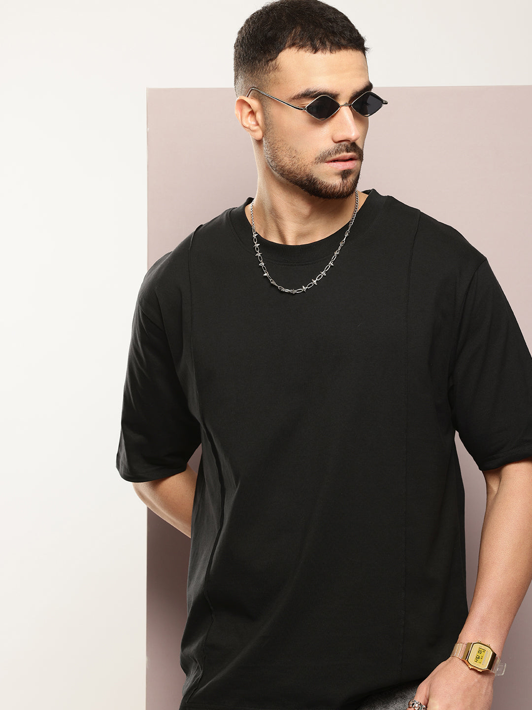 Mens Half Sleeve Round Neck Solid Oversized Fit Tshirts