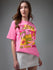 Womens Printed Round Neck Oversized Fit Tshirt