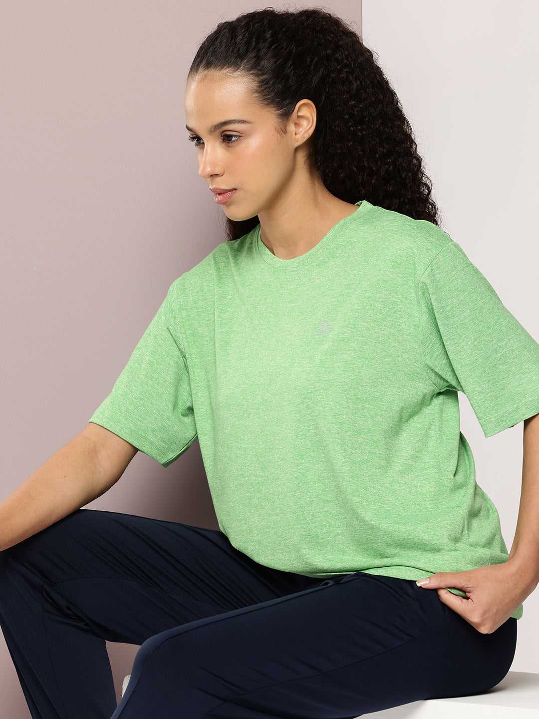 Womens Half Sleeve Round Neck Solid Oversized Fit Tshirts