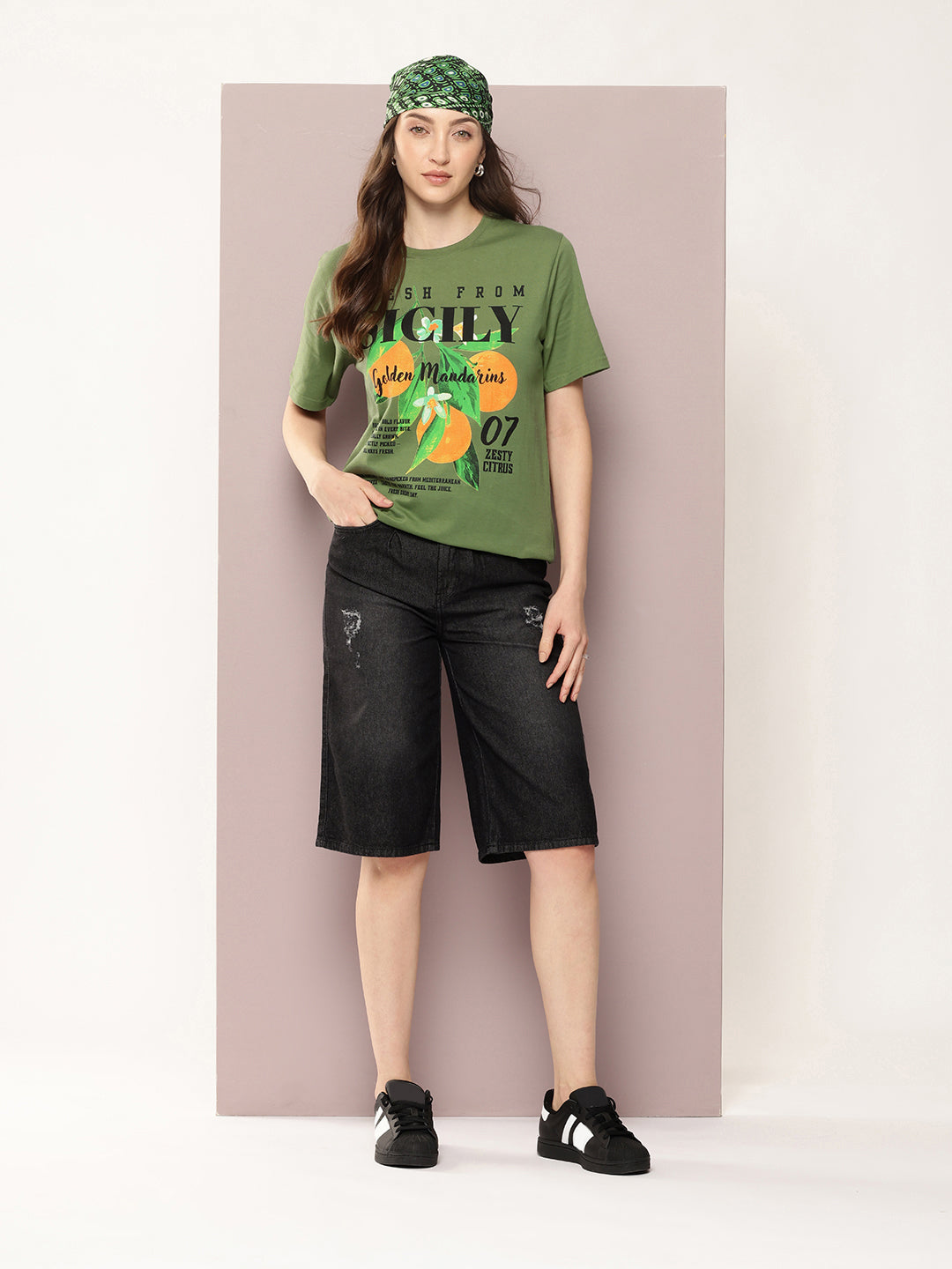 Womens Half Sleeve Round Neck Printed Oversized Fit Tshirts