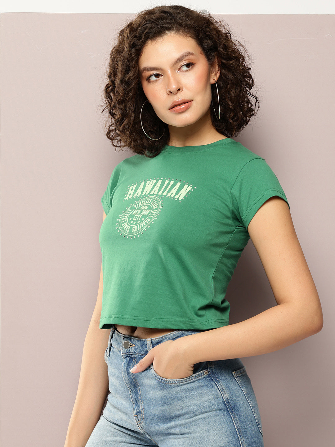 Womens Half Sleeve Round Neck Printed Regular Fit Tshirts