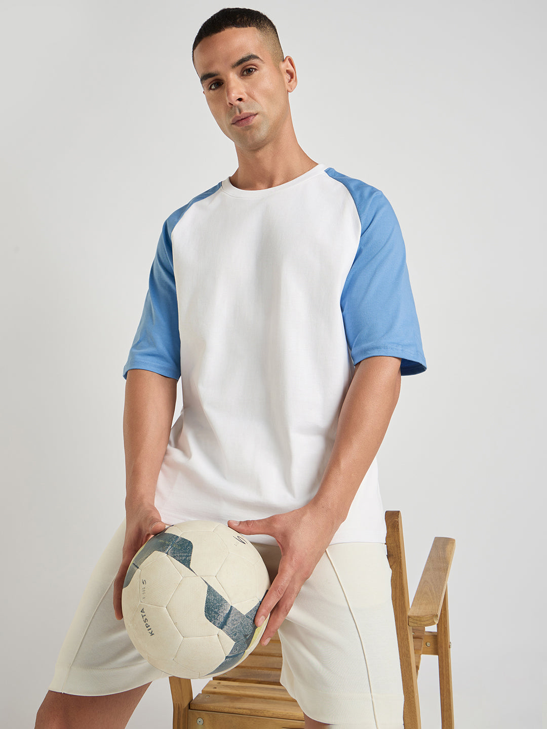 Mens Solid Oversized Raglan Sleeve Round Neck Tshirt