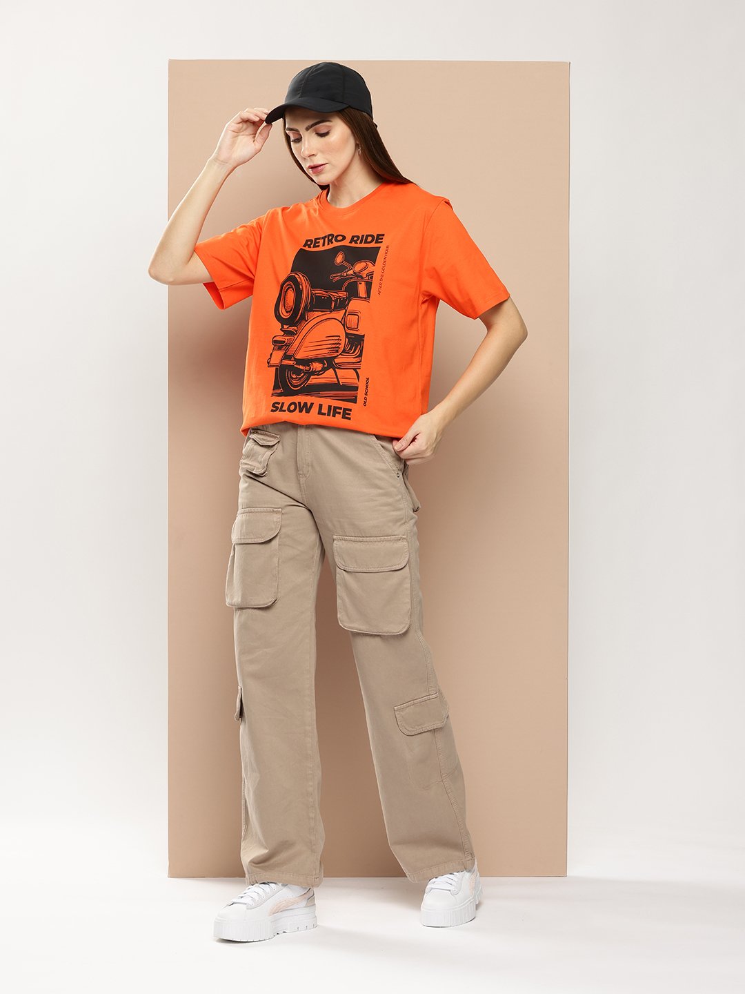 Womens Half Sleeve Round Neck Oversized Fit T-Shirts