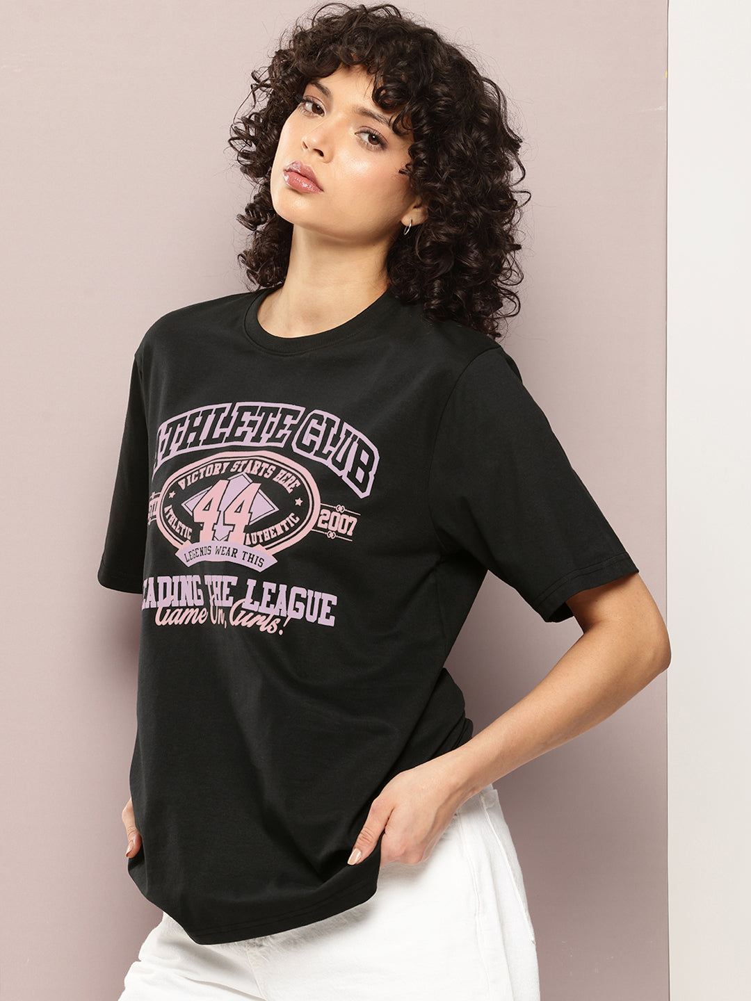 Womens Half Sleeve Round Neck Printed Oversized Fit Tshirts