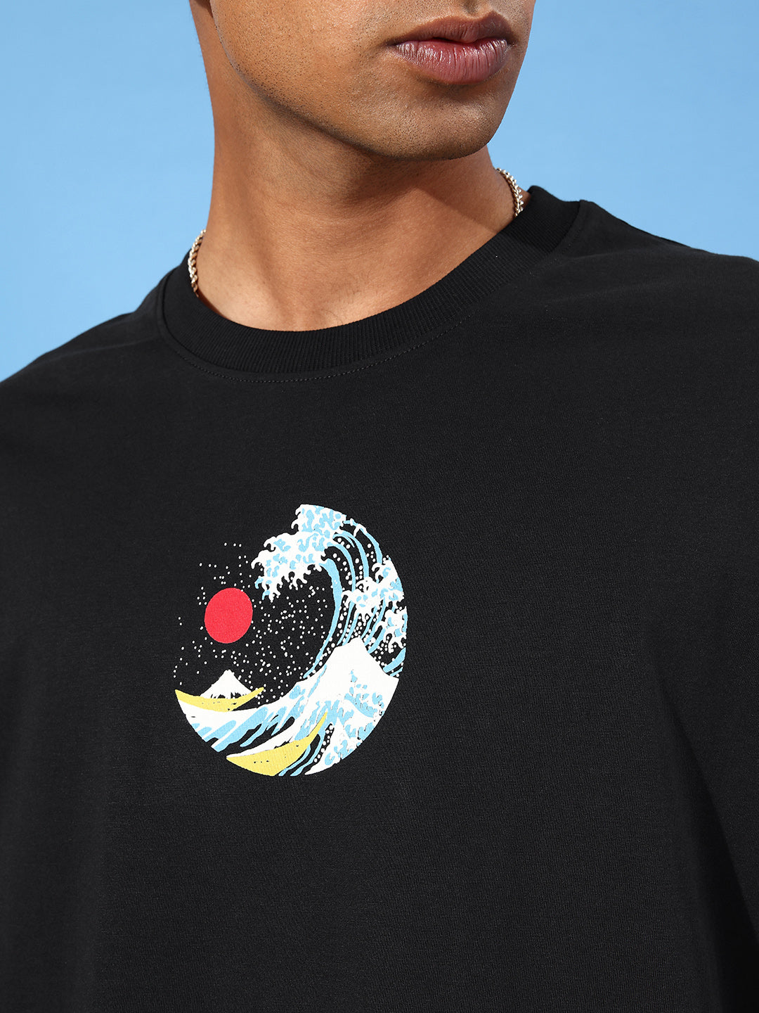 Mens Half Sleeve Drop Shoulder Printed Oversized Fit T-Shirts