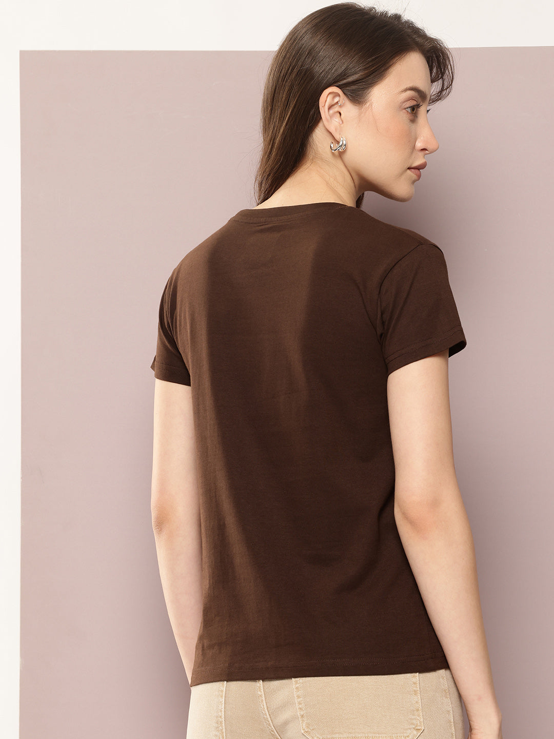 Womens Half Sleeve Round Neck Solid Regular Fit Tshirts