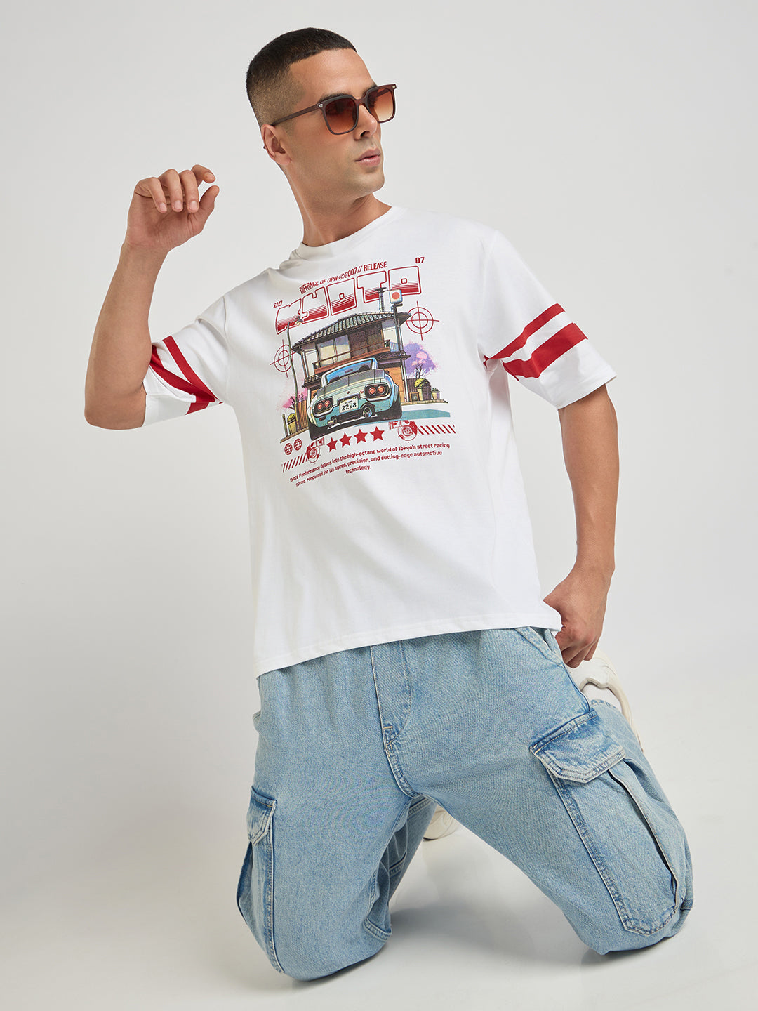 Mens Printed Oversized Cotton Round Neck Tshirt