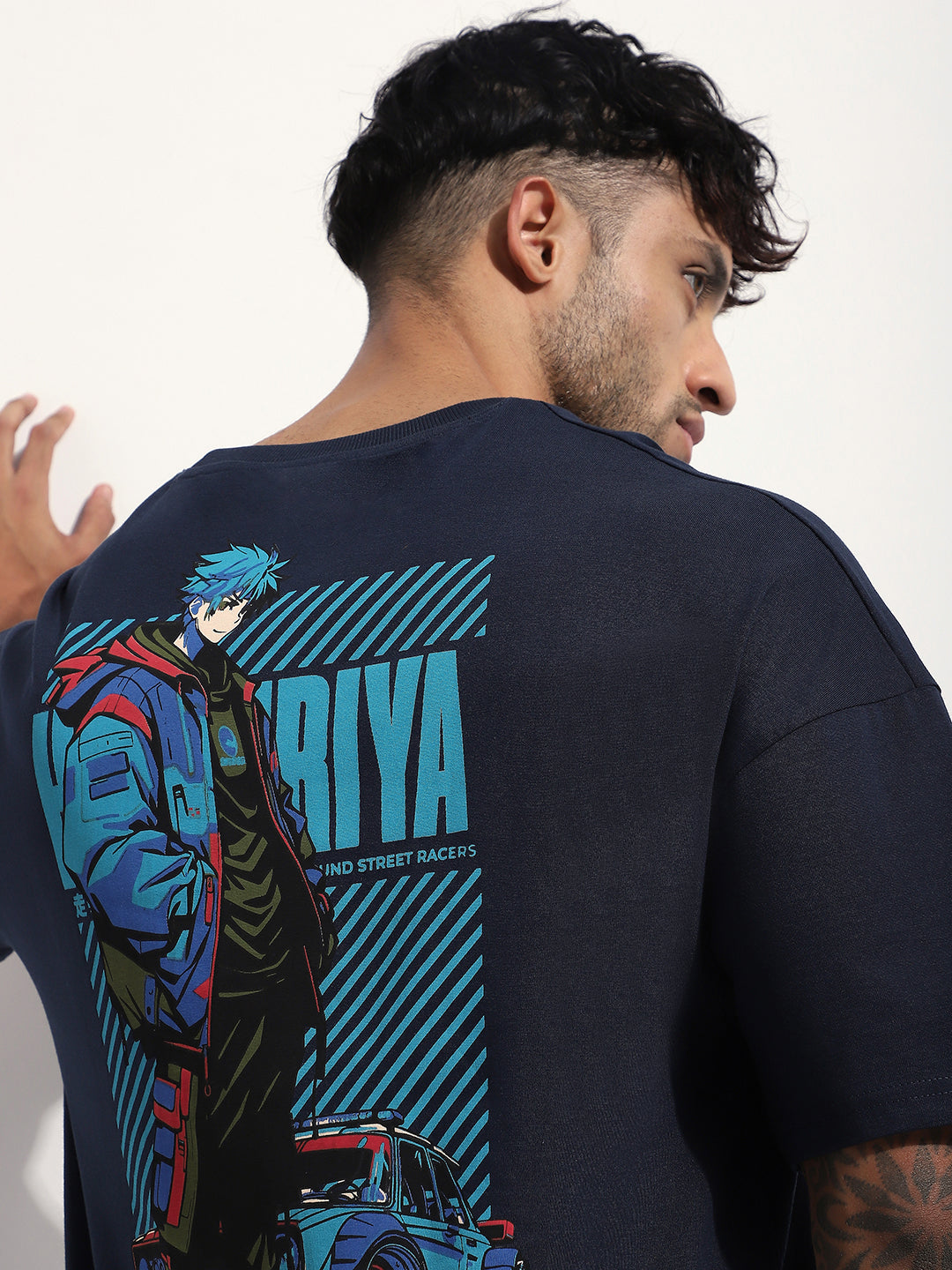 Mens Half Sleeve Drop Shoulder Printed Oversized Fit T-Shirts