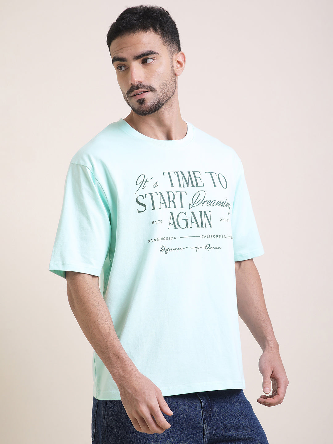 Mens Half Sleeve Round Neck Printed Oversized Fit Tshirts