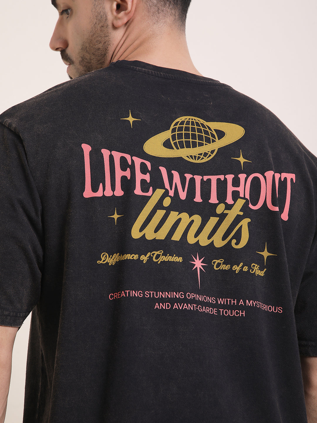 Mens Half Sleeve Round Neck Back Printed Oversized Fit Tshirts