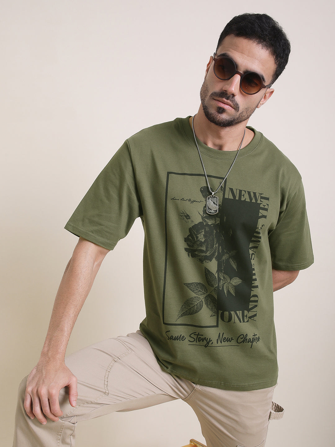 Mens Half Sleeve Round Neck Printed Oversized Fit Tshirts
