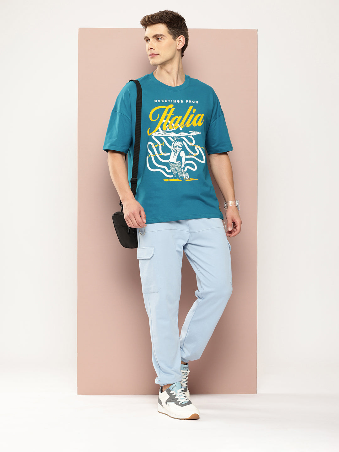 Mens Half Sleeve Drop Shoulder Printed Oversized Fit T-Shirts