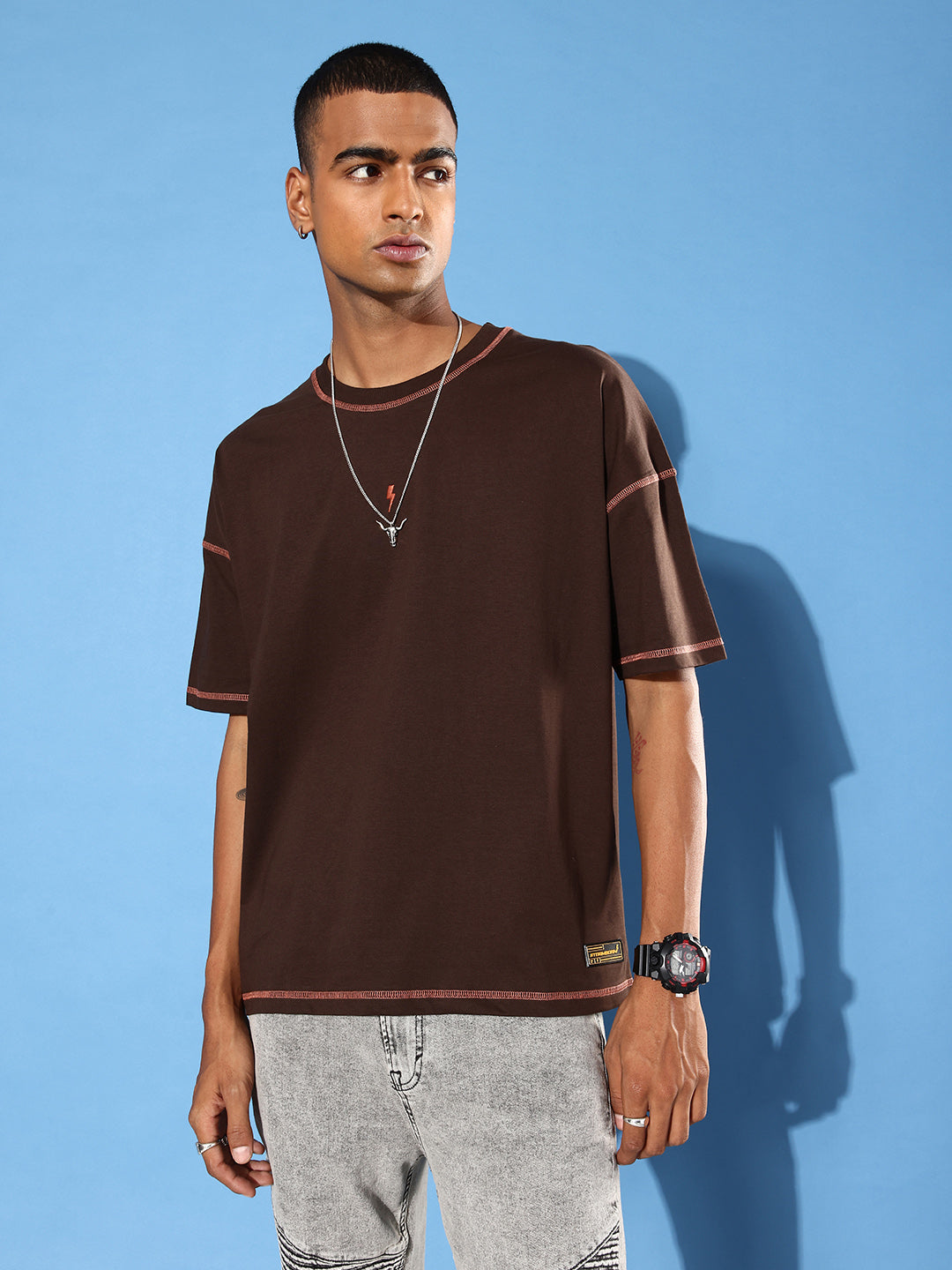 Mens Half Sleeve Drop Shoulder Plain Oversized Fit T-Shirts