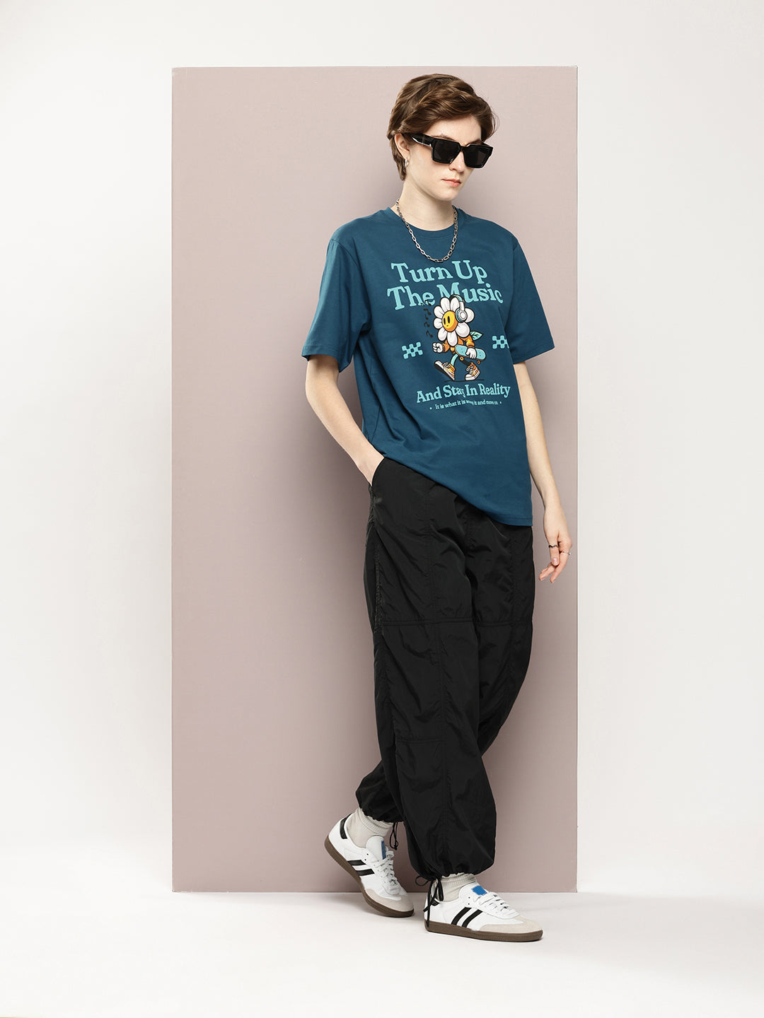 Womens Half Sleeve Round Neck Printed Oversized Fit Tshirts