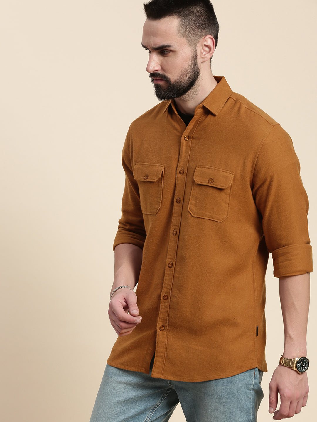 Mens Plain Full Sleeve Shirt With Pocket