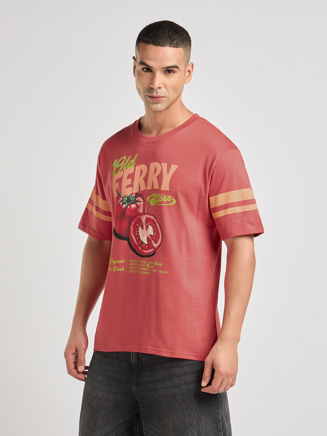 Mens Printed Oversized Cotton Round Neck Tshirt