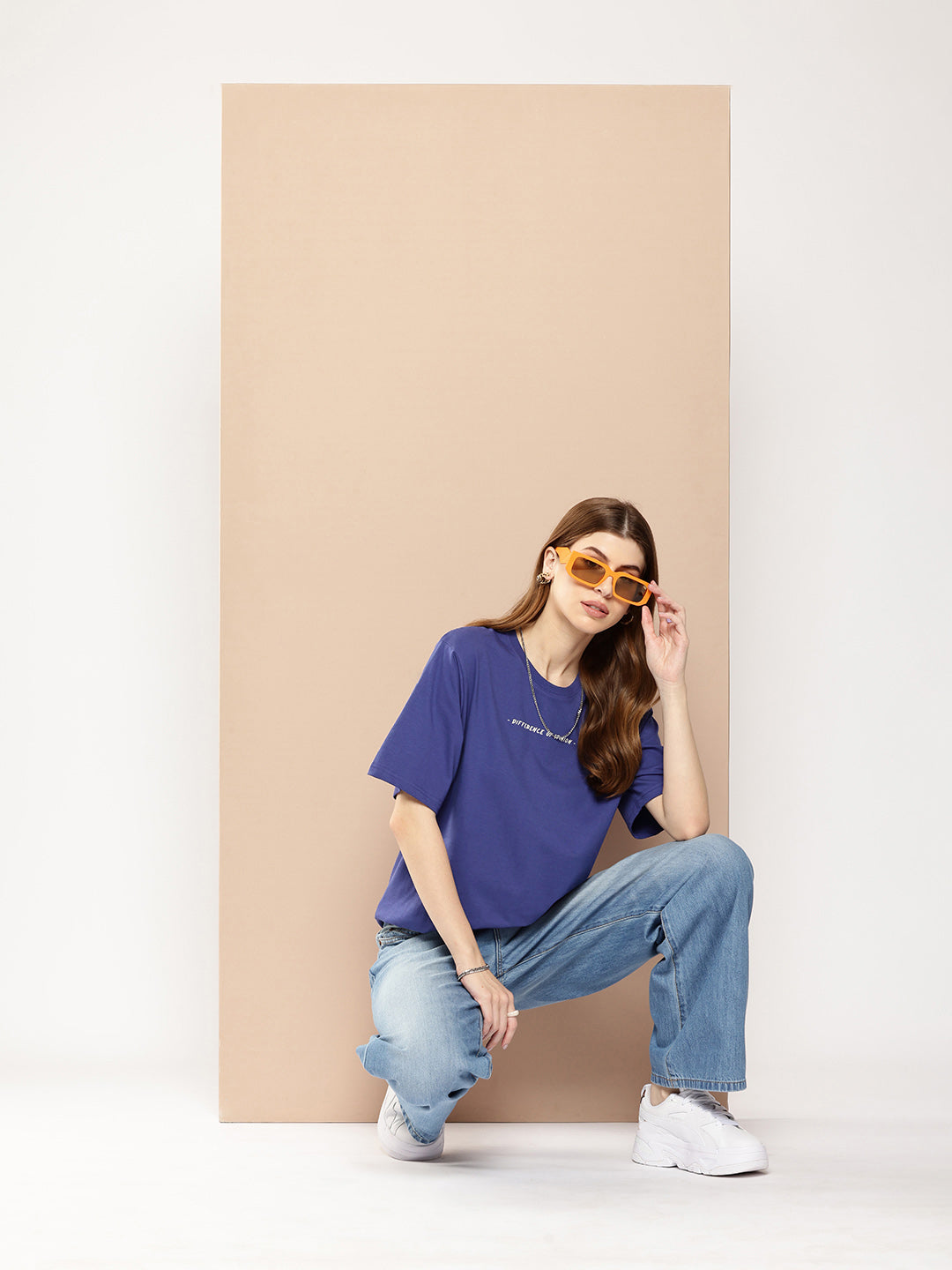 Womens Half Sleeve Round Neck Back Printed Oversized Fit Tshirts