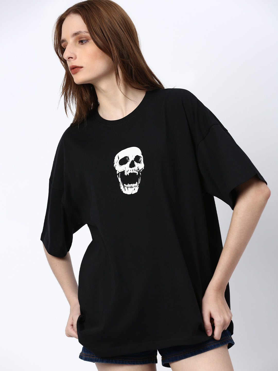 Womens Half Sleeve Drop Shoulder Printed Oversized Fit T-Shirts
