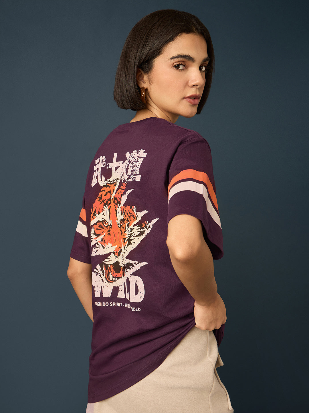 Womens Short Sleeve Printed Oversized Fit Tshirt 