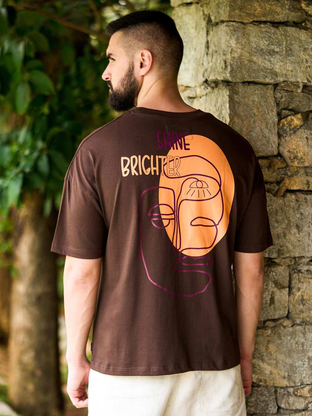 Mens Half Sleeve Drop Shoulder Printed Oversized Fit T-Shirts