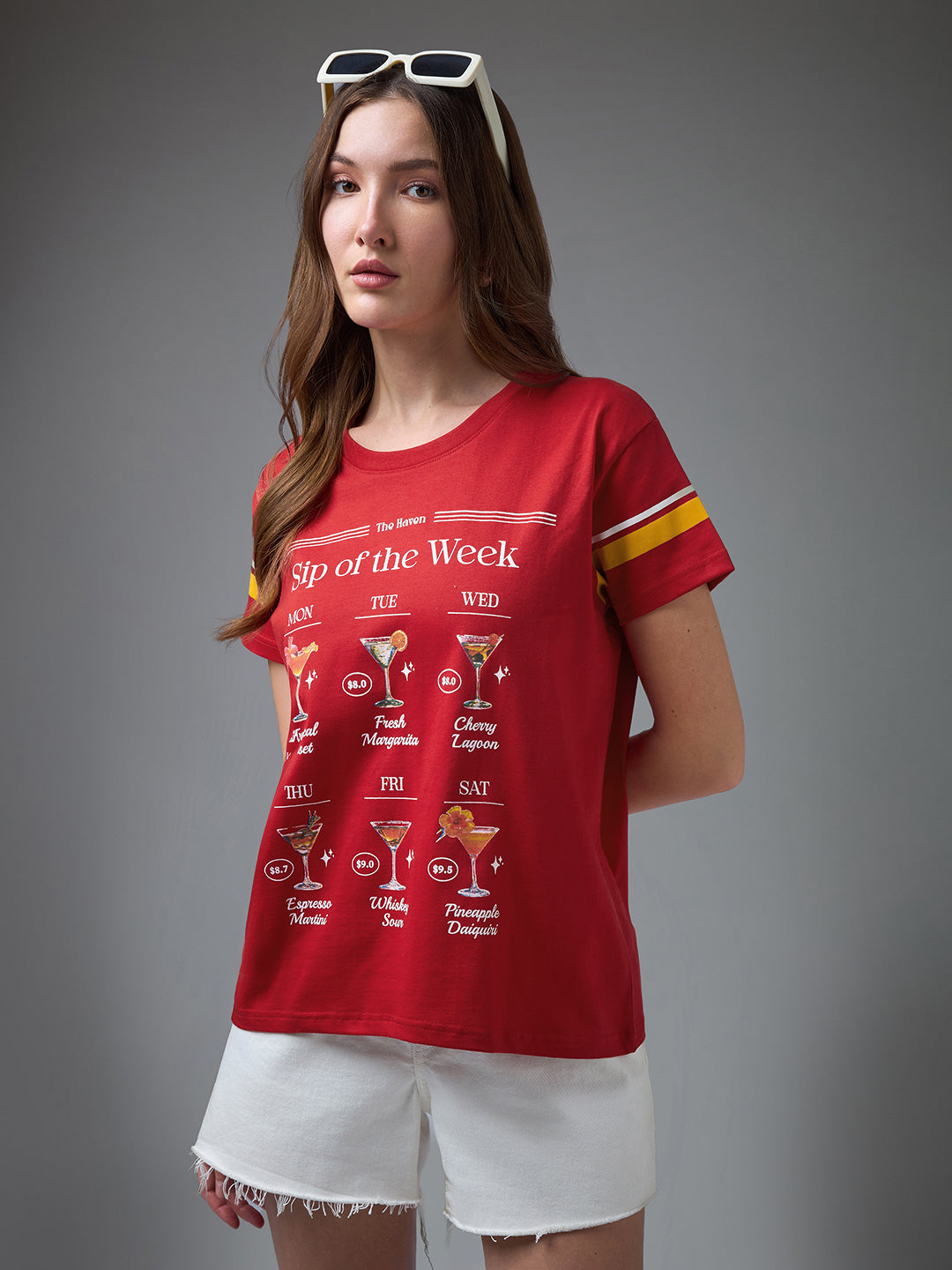 Womens Printed Round Neck Boxy Fit Tshirt