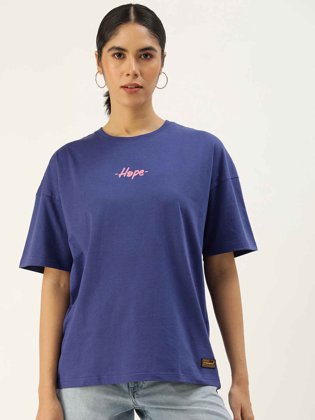 Womens Half Sleeve Drop Shoulder Printed Oversized Fit T-Shirts