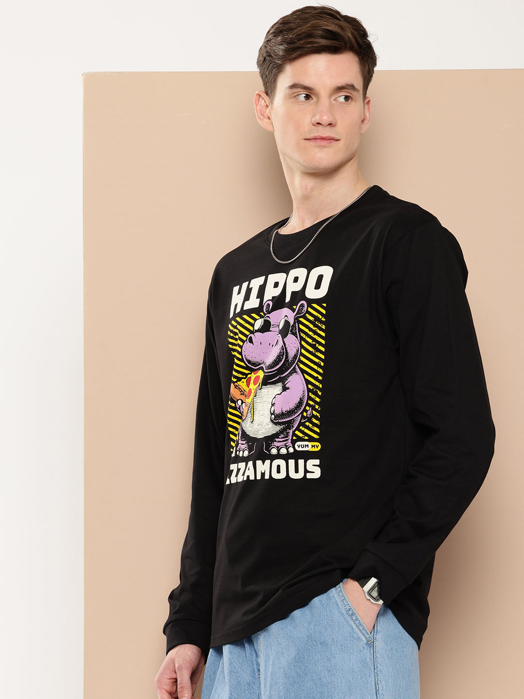 Mens Full Sleeve Round Neck Printed Oversized Fit Tshirts