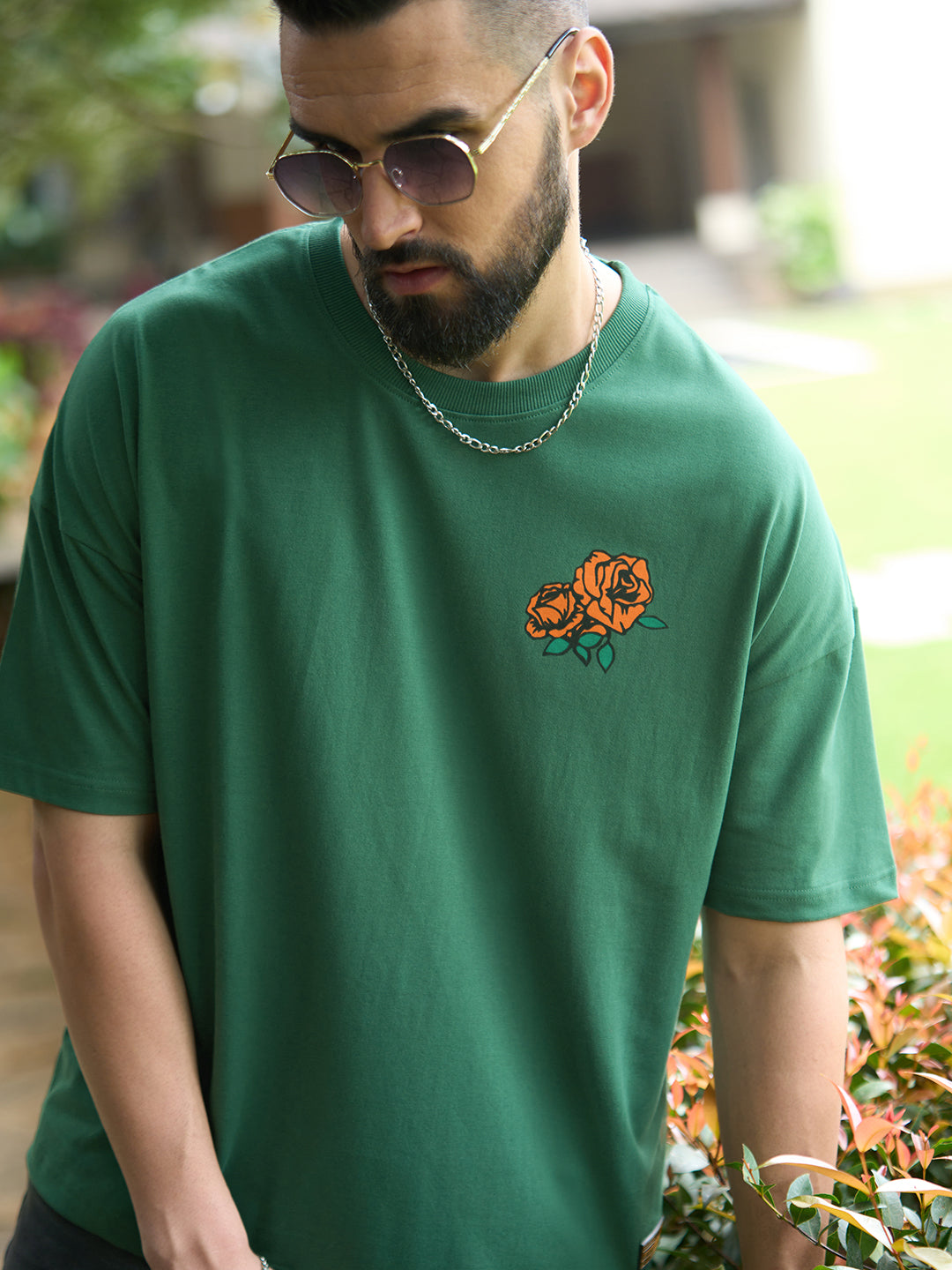 Mens Half Sleeve Drop Shoulder Printed Oversized Fit T-Shirts