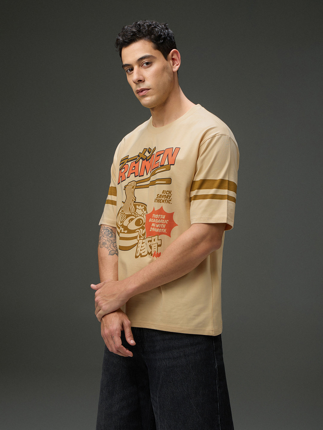 Mens Round Neck Half Sleeve Printed Oversized Fit Tshirt