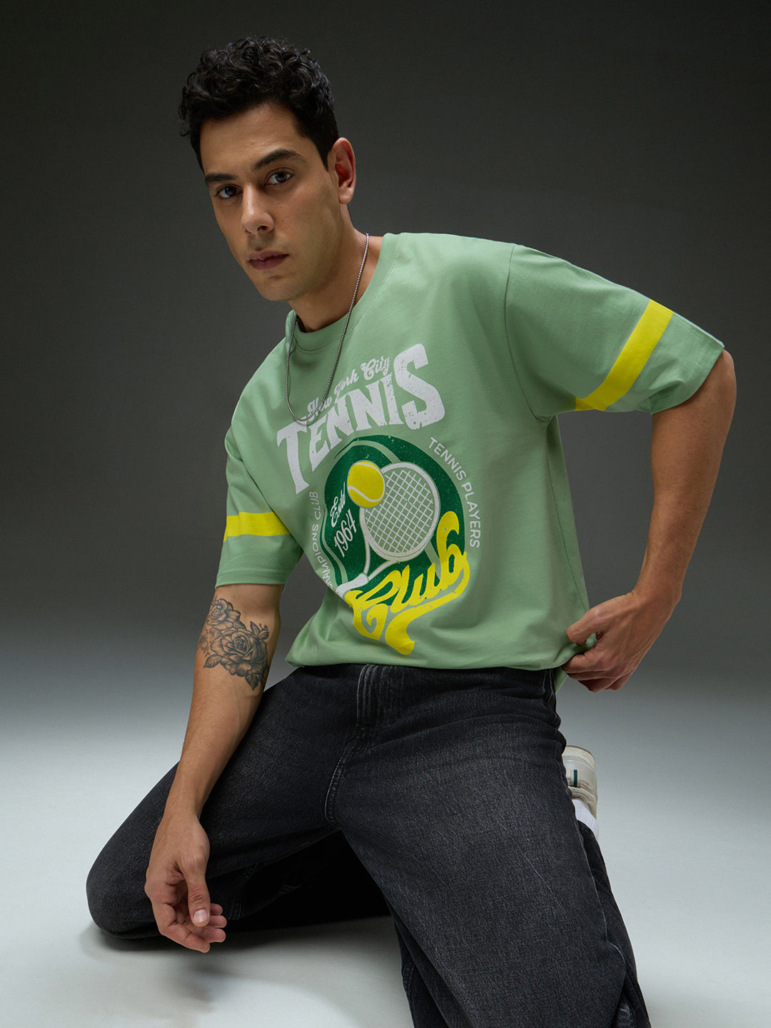Mens Round Neck Half Sleeve Printed Oversized Fit Tshirt