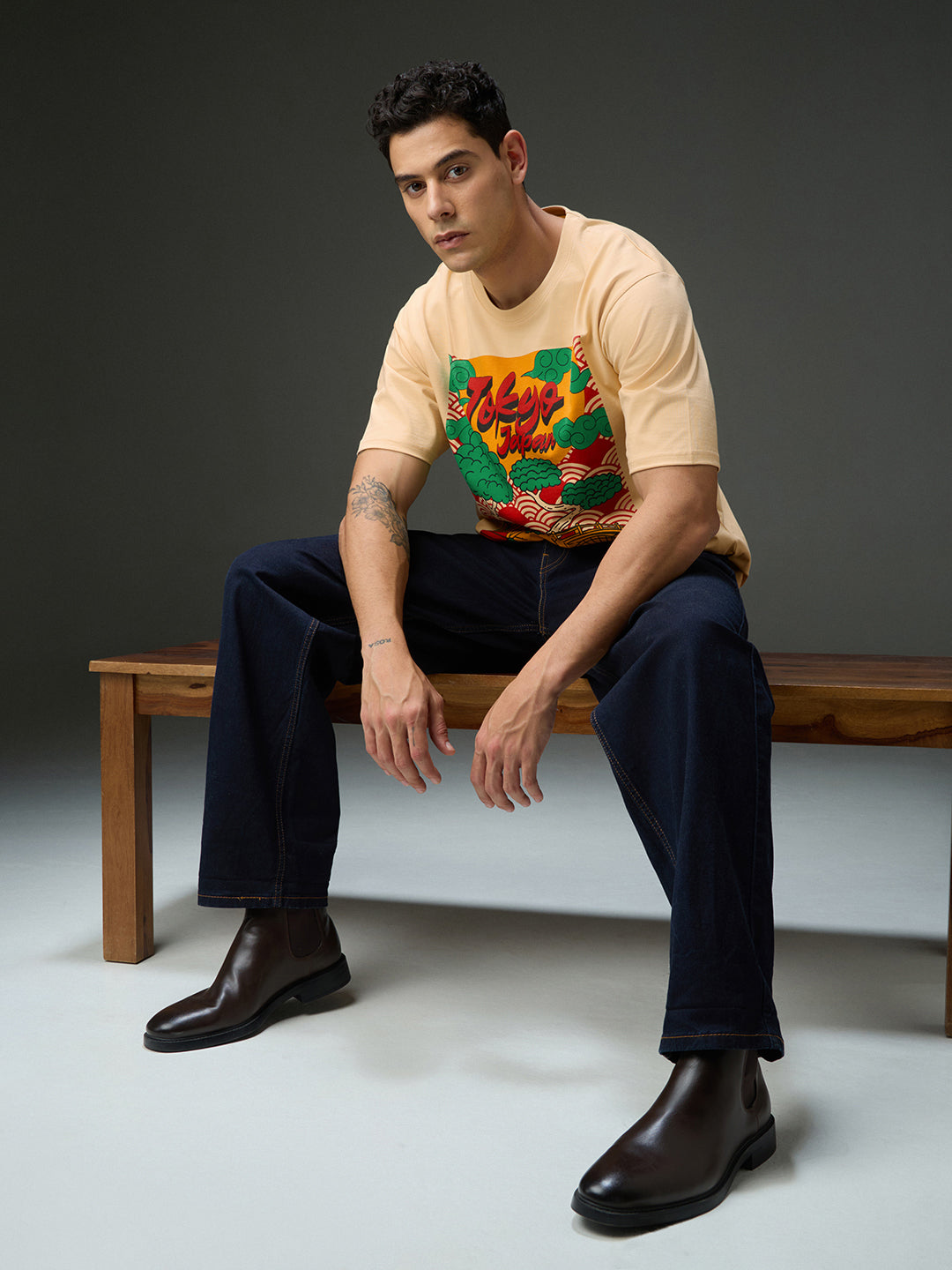 Mens Round Neck Half Sleeve Printed Oversized Fit Tshirt