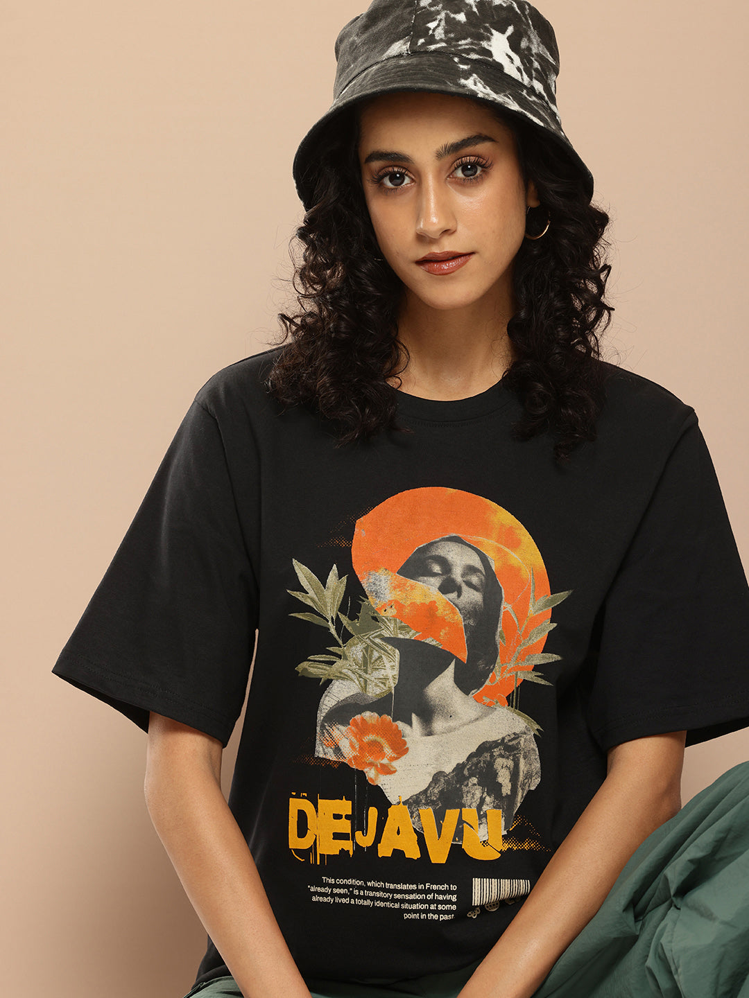 Womens Half Sleeve Round Neck Printed Oversized Fit Tshirts