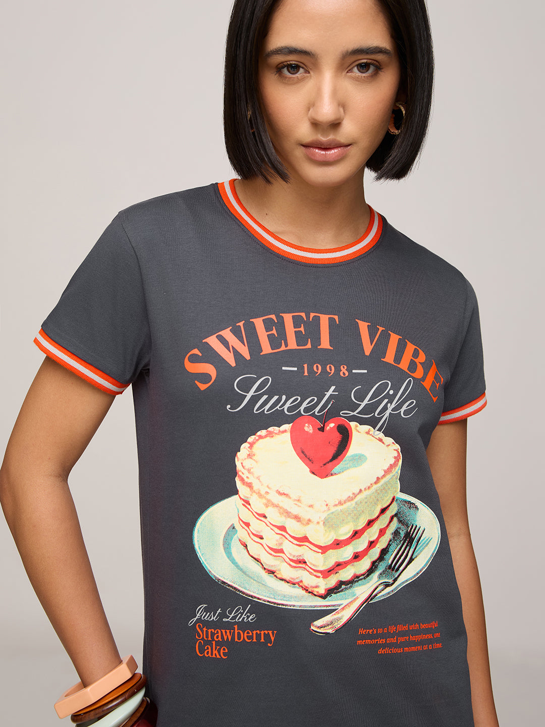 Womens Printed Regular Fit Cotton T-Shirt