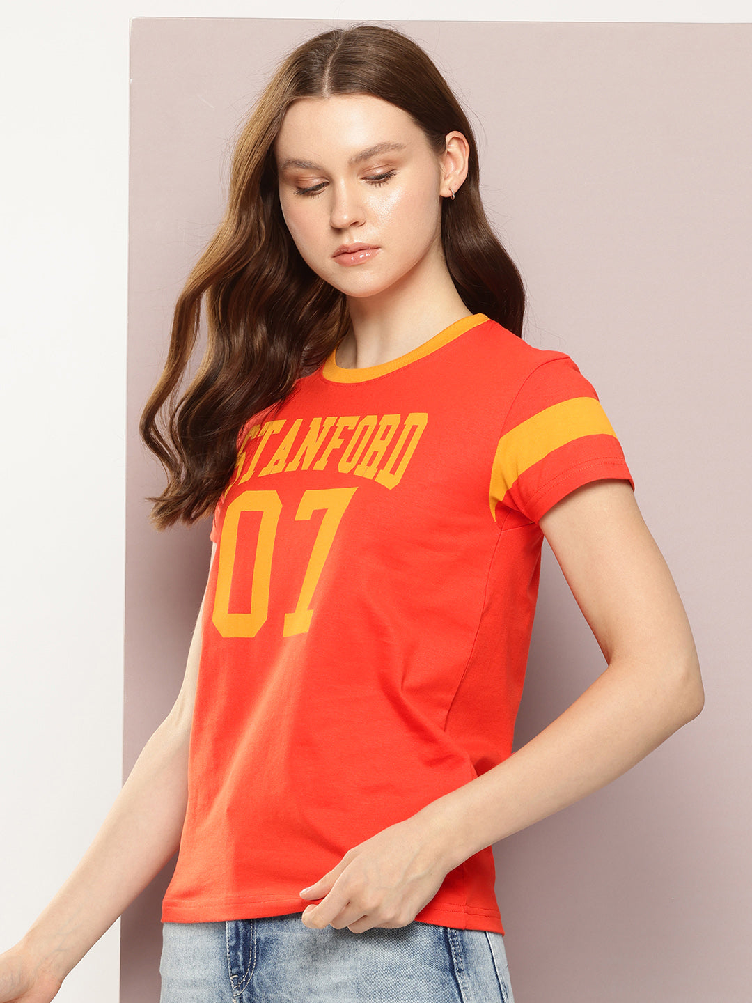 Womens Half Sleeve Round Neck Printed Regular Fit Tshirts
