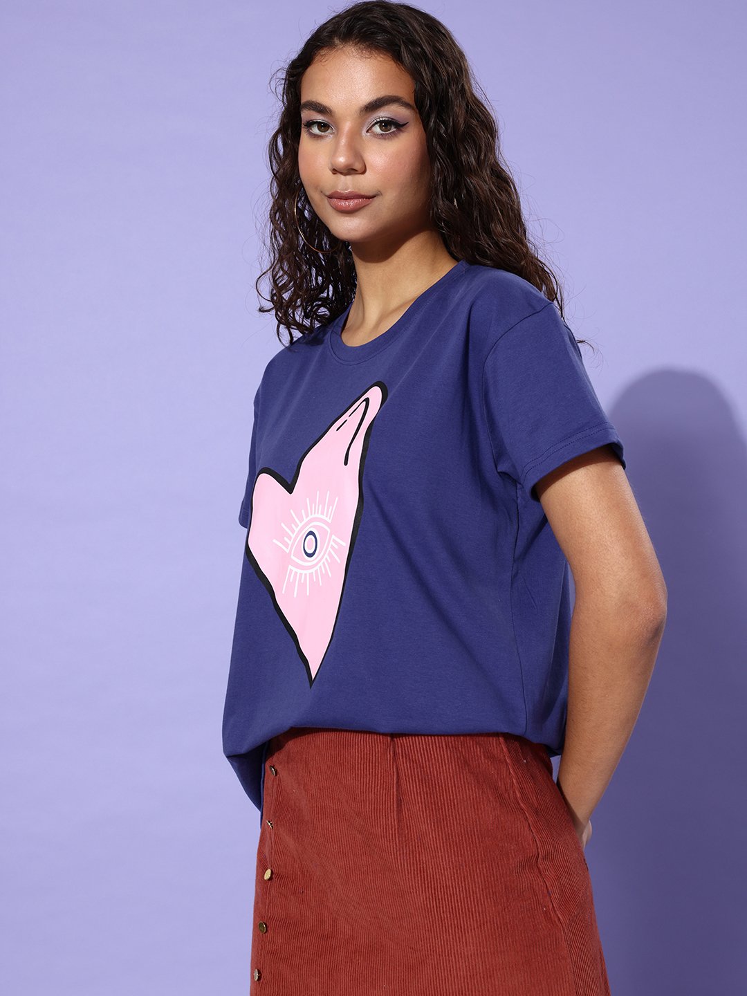 Womens Half Sleeve Round Neck Boxy Fit T-Shirts