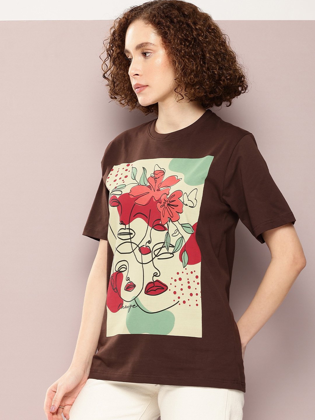 Womens Half Sleeve Round Neck Oversized Fit T-Shirts