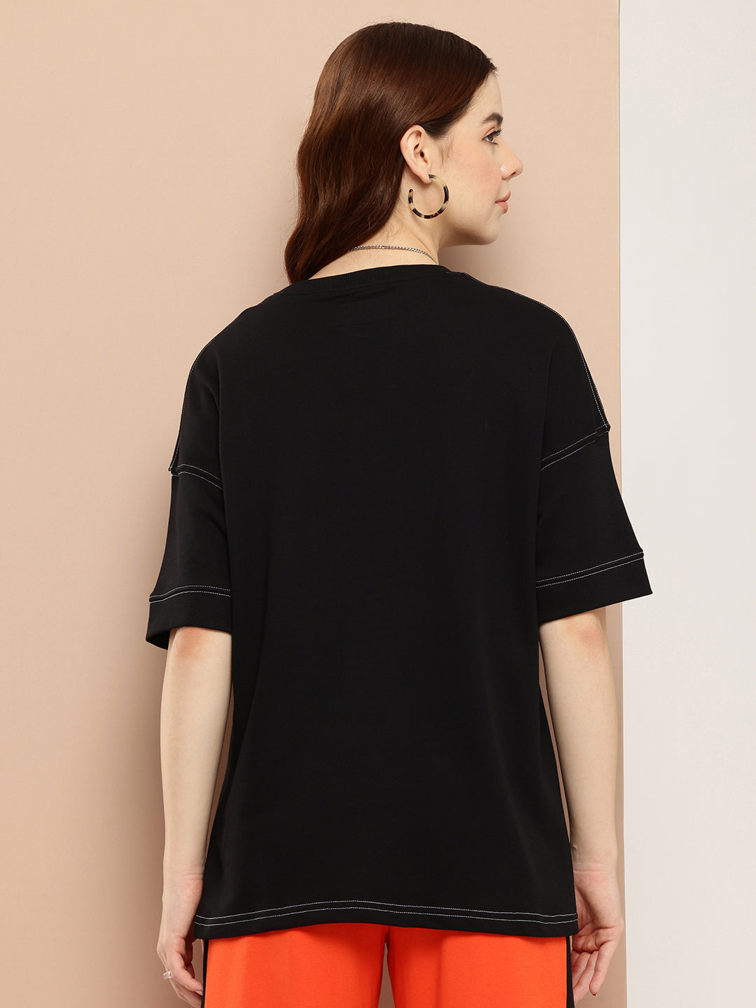 Womens Half Sleeve Round Neck Solid Oversized Fit Tshirts