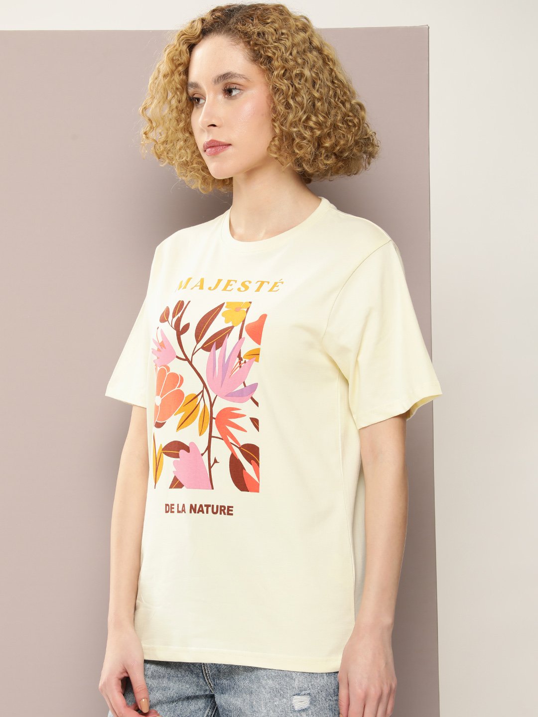 Womens Half Sleeve Round Neck Oversized Fit T-Shirts
