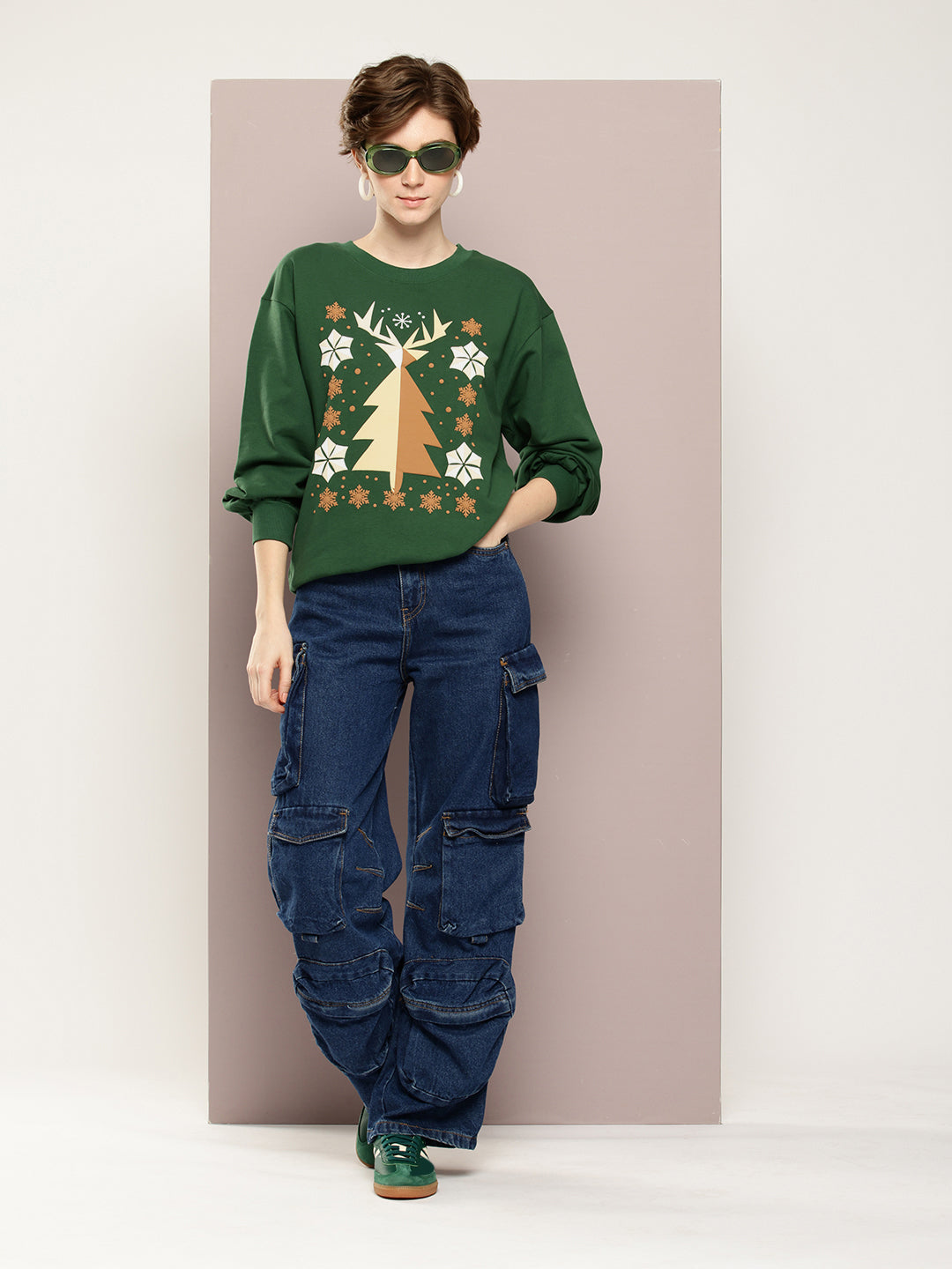 Womens Oversized Puff Printed Sweatshirt