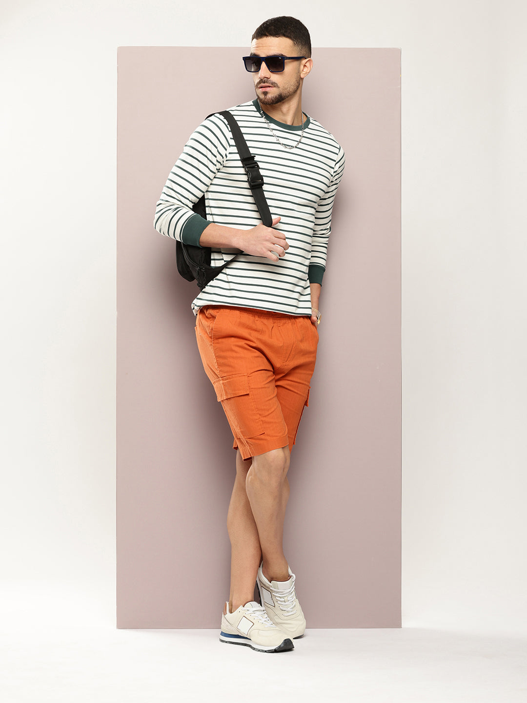 Mens Full Sleeve Round Neck Striped Regular Fit Tshirts