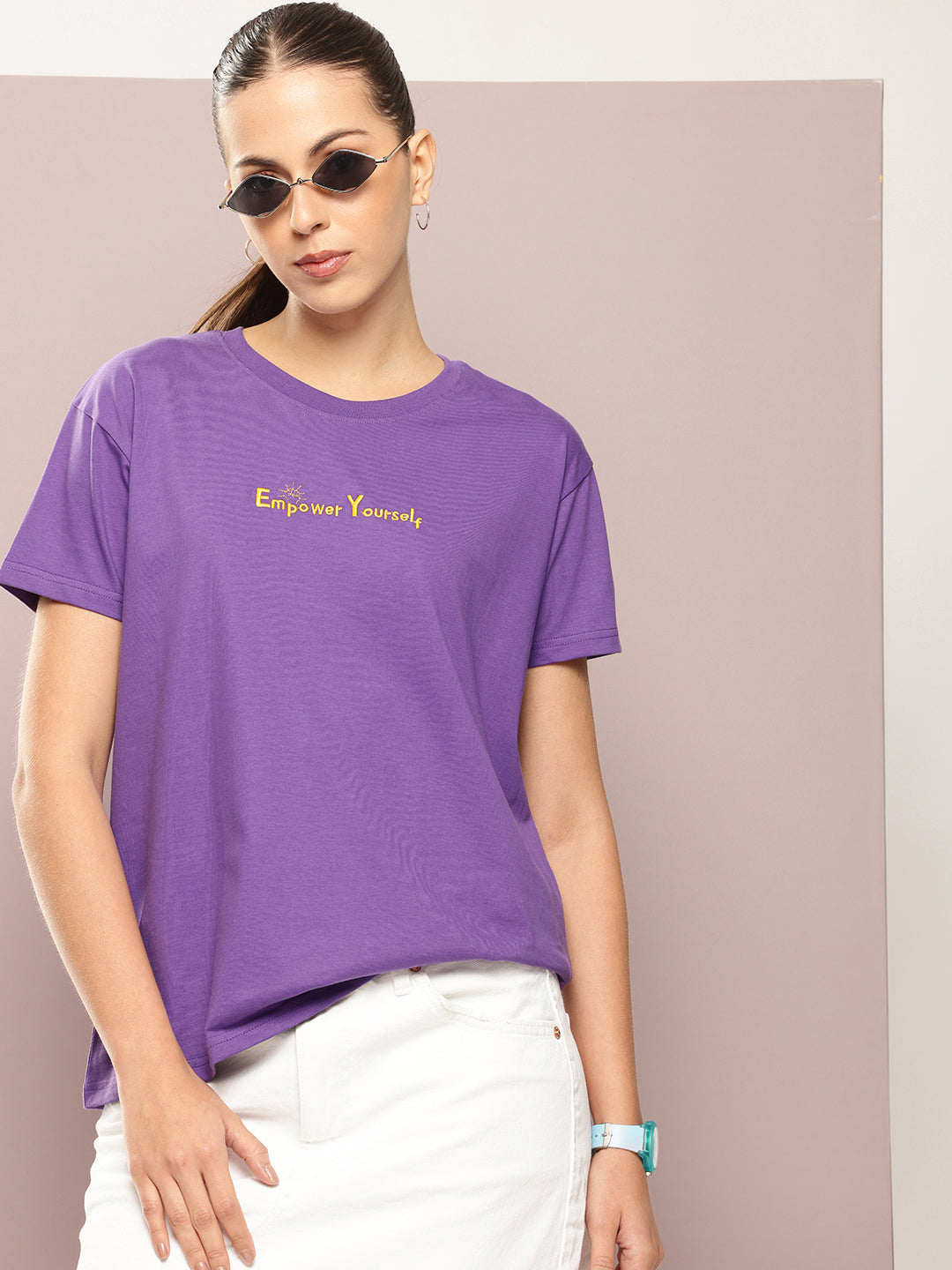 Womens Half Sleeve Round Neck Printed Boxy Fit Tshirts