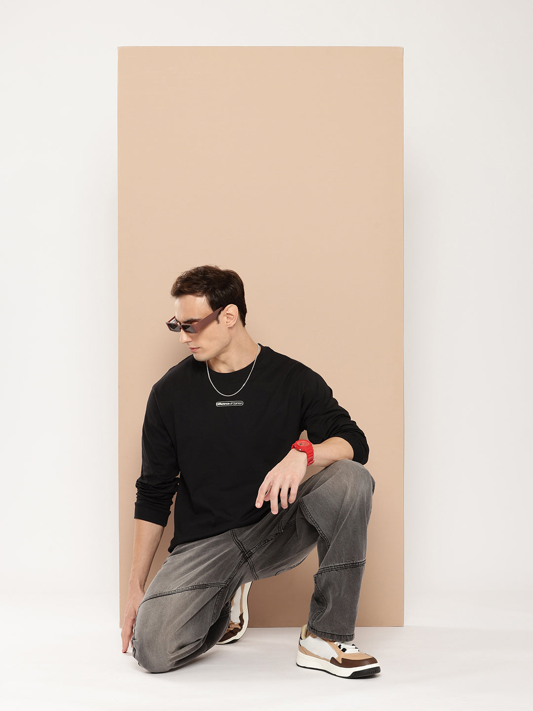 Mens Full Sleeve Round Neck Back Printed Oversized Fit Tshirts
