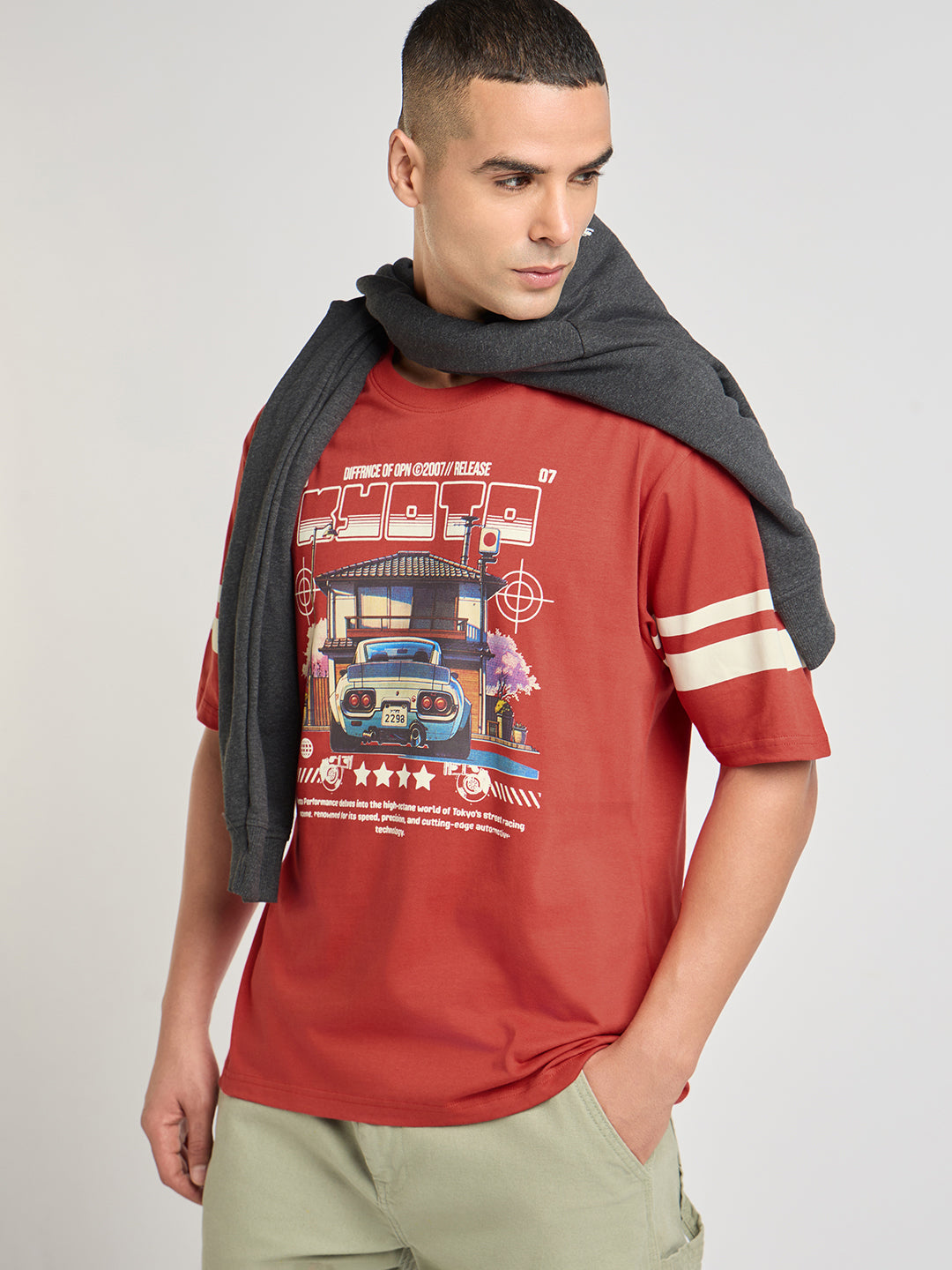 Mens Printed Oversized Cotton Round Neck Tshirt